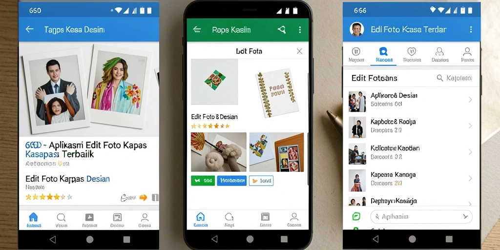 Tampilan antarmuka 66D yang menampilkan fitur Edit Foto Kertas Kaca.