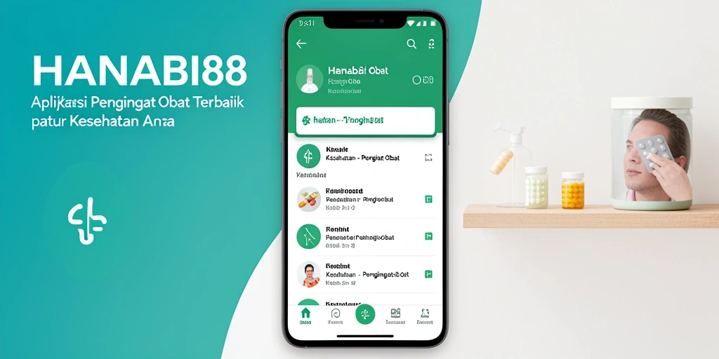 Screenshot utama dari aplikasi HANABI88 menunjukkan antarmuka pengingat obat yang bersih dan sederhana.