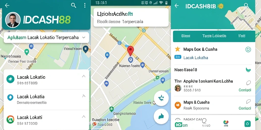 Tampilan antarmuka aplikasi Lacak Lokasi IDCASH88 yang informatif.