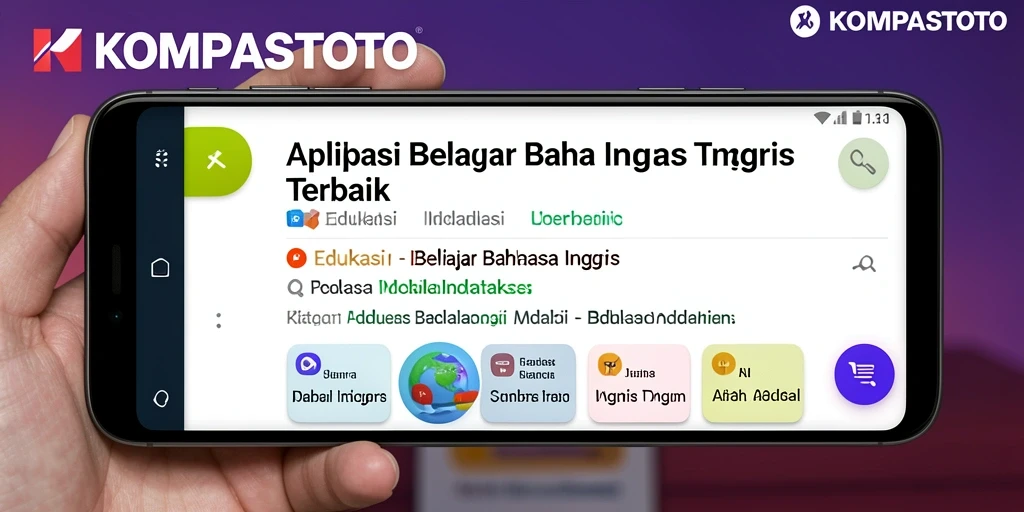 Antarmuka KOMPASTOTO yang menampilkan fitur belajar Bahasa Inggris.