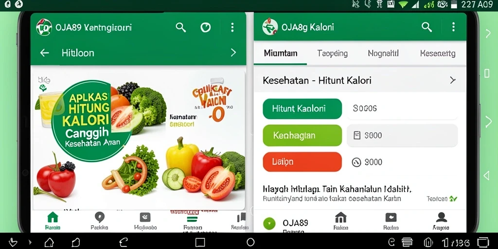 Antarmuka aplikasi OJA89 untuk menghitung kalori dengan mudah.