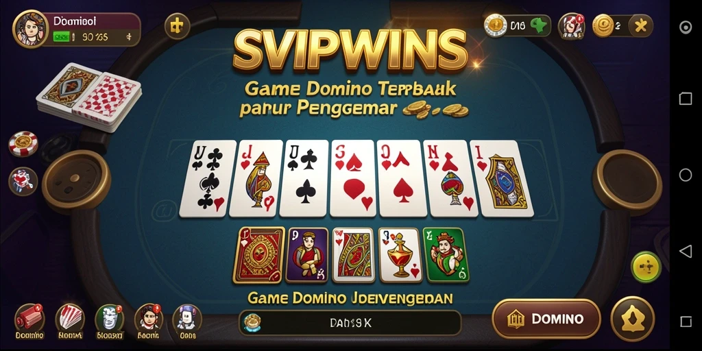 Screenshot game SVIPWINS menunjukkan antarmuka menarik permainan Domino.