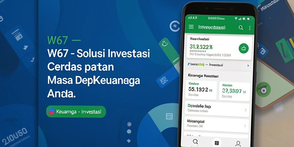 Tampilan antarmuka utama W67 dengan fitur Investasi yang lengkap.